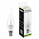 Лампа светодиодная свеча на ветру Feron LB-97 7W 4000K 230V E14 белый свет