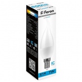Лампа светодиодная свеча на ветру Feron LB-570 C37Т 9W 230V 6400K E14