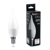 Лампа светодиодная свеча на ветру Feron PRO LB-1306 C37T 6W 4000K 230V E14 475Lm Osram LED