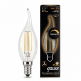 Лампа филаментная светодиодная свеча на ветру Gauss LED 5W 2700K E14 420lm dimmable