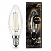 Лампа филаментная светодиодная свеча Gauss LED 5W 2700К E14 420lm dimmable