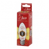 Лампа светодиодная свеча ЭРА RED LINE ECO LED B35 8W 827 2700K 220V E27 теплый свет