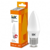 Лампа светодиодная свеча ИЭК ECO C35 7Вт 220В 3000K E27 тепло-белый свет