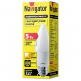 Лампа светодиодная свеча Navigator 94 481 NLL-P-C37-5-230-2.7K-E27-FR 5W 2700K 375Lm теплый свет
