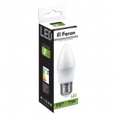 Лампа светодиодная свеча Feron LB-97 7W 4000K 220V E27 холодный свет