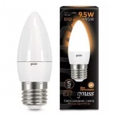 Лампа светодиодная свеча Gauss Black 9.5W 3000K 220V E27 890Lm тепло-белый свет