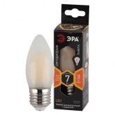 Лампа филаментная свеча ЭРА F-LED B35 7W 827 E27 теплый белый свет