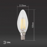 Лампа филаментная светодиодная свеча ЭРА F-LED B35 11W 840 4000K E14 прозрачная
