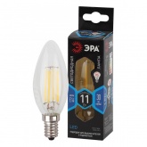 Лампа филаментная светодиодная свеча ЭРА F-LED B35 11W 840 4000K E14 прозрачная