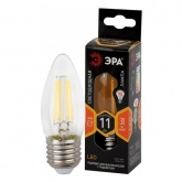 Лампа филаментная светодиодная свеча ЭРА F-LED B35 11W 827 2700K E27 прозрачная