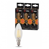 Лампа филаментная светодиодная свеча ЭРА F-LED B35 11W 827 2700K E14 прозрачная