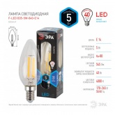 Лампа филаментная светодиодная свеча F-LED B35 5W 840 4000K E14 прозрачная холодный свет ЭРА