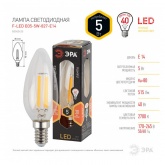 Лампа филаментная светодиодная свеча F-LED B35 5W 827 2700K E14 прозрачная теплый свет ЭРА