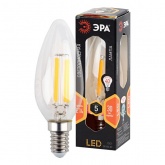 Лампа филаментная светодиодная свеча F-LED B35 5W 827 2700K E14 прозрачная теплый свет ЭРА