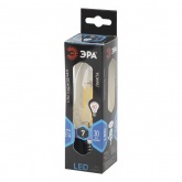 Лампа филаментная светодиодная свеча ЭРА F-LED B35 7W 840 4000K E14 прозрачная