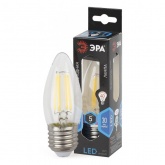 Лампа филаментная светодиодная свеча ЭРА F-LED B35 5W 840 4000K E27 прозрачная