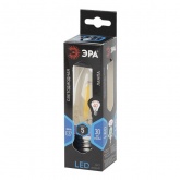 Лампа филаментная светодиодная свеча ЭРА F-LED B35 5W 840 4000K E27 прозрачная
