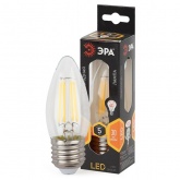 Лампа филаментная светодиодная свеча ЭРА F-LED B35 5W 827 E27 теплый свет 575668