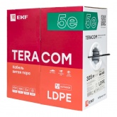 Кабель витая пара экранированный TERACOM F/UTP 4PR cat 5e внешняя оболочка LDPE черная [305м] (провод для интернета)