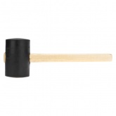 Киянка резиновая Kranz 910г черная резина, деревянная рукоятка
