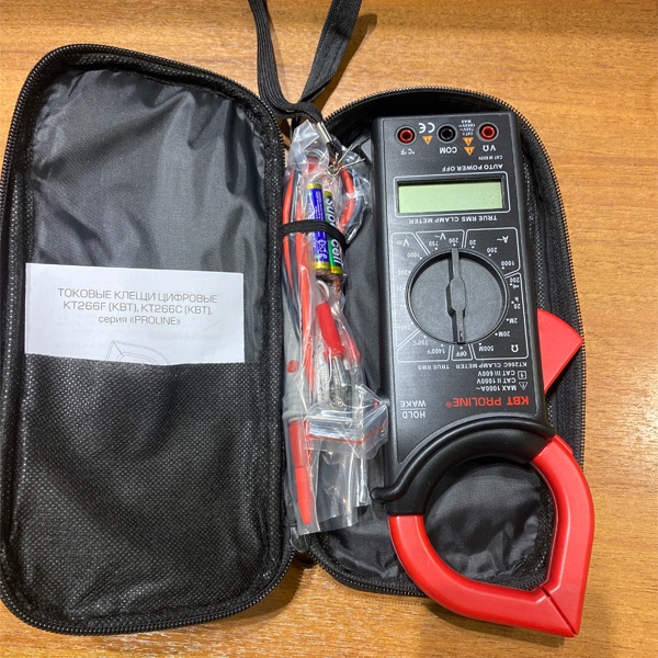 Многофункциональные цифровые токовые клещи КВТ KT266С, с функцией измерения температуры