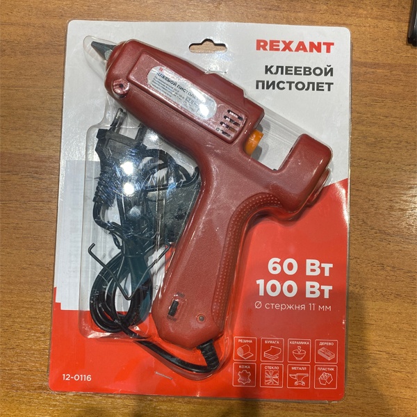 Пистолет клеевой с двумя режимами мощности 60 и 100 Ватт, для стержней D 11 мм, Рексант