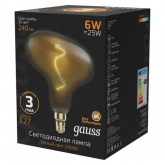Лампа филаментная светодиодная Gauss FD180 6W 2400K E27 240Lm серый спираль
