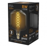 Лампа Gauss Filament DL180 8W 2400К 300lm Е27 gray flexible LED