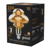 Лампа филаментная светодиодная Gauss Vintage BD160 8W 2400K E27 160x210mm серый спираль