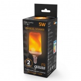 Лампа светодиодная Gauss Black Corn Flame T65 5W 1500К 20-80Lm E14