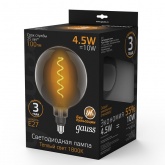 Лампа Gauss Filament G200 4.5W 1800К 100lm Е27 gray flexible LED