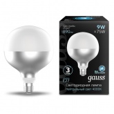 Лампа филаментная светодиодная Gauss G125 9W 4100K E27 890Lm зеркально-молочный