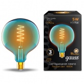 Лампа филаментная светодиодная Gauss G125 5W 1800K E27 190Lm sky blue flexible