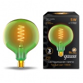 Лампа Gauss Filament G125 5W 190lm 1800К Е27 green flexible LED