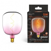 Лампа филаментная светодиодная Gauss V140 5W 1800K E27 200Lm pink-clear flexible