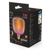 Лампа филаментная светодиодная Gauss V140 5W 1800K E27 200Lm pink-clear flexible