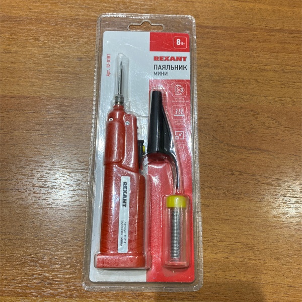 Паяльник мини 4.5 В/8 Вт, питание 3 батарейки AA, Рексант