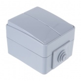 Выключатель двойной открытой установки ЭРА Эксперт 11-1604-03 IP65 серый