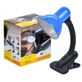 Светильник настольный ИЭК 1001 на прищепке max 40W 220V Е27 синий