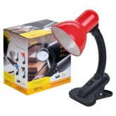 Светильник настольный 1001 на прищепке max 40W 220V Е27 красный IEK