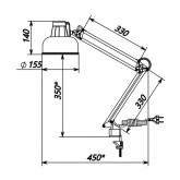 Светильник настольный Бета НДБ37-60-013 под лампу ЛОН/LED max 60W, 220V Е27, на струбцине, серебро