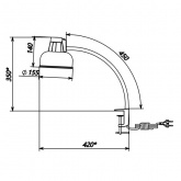 Светильник настольный Бета-СШ НДБ37-60-175 под лампу ЛОН/LED max 60W, 220V Е27, на струбцине серебро