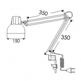 Светильник настольный Бета-К НДБ37-60-159 под лампу ЛОН/LED, max 60W 220V Е27, струбцина, серебро
