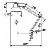 Светильник настольный Бета-К НДБ37-60-159 под лампу ЛОН/LED, max 60W 220V Е27, на струбцине, черный