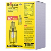 Светильник Navigator 93 304 NLF-P-001-06 40W металл черный провод 1м