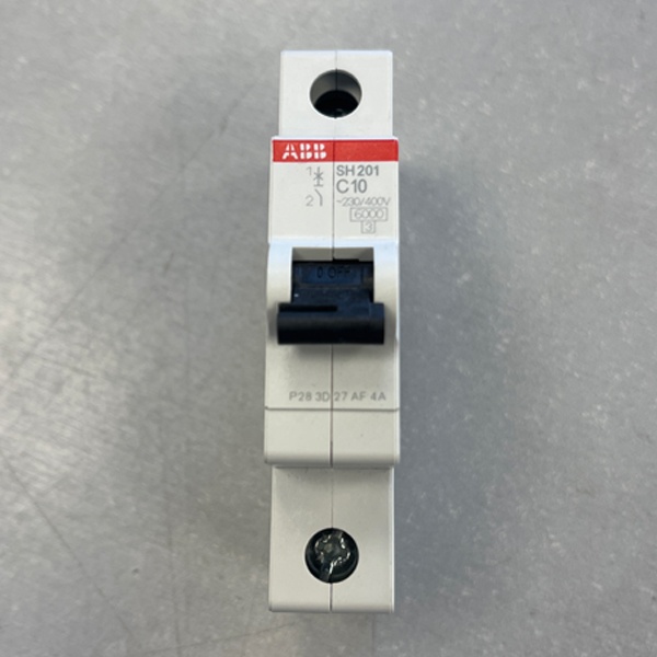 Модульный однополюсный электрический автомат АББ с характеристикой С, номинальный ток 10 Ампер