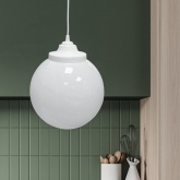 Светильник садово-парковый потолочный ЭРА НСБ 01-60-251 шар опал подвес шнур D250mm Е27