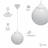 Светильник садово-парковый потолочный ЭРА НСБ 01-60-251 шар опал подвес шнур D250mm Е27