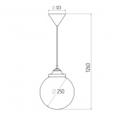 Светильник садово-парковый потолочный ЭРА НСБ 01-60-251 шар опал подвес шнур D250mm Е27