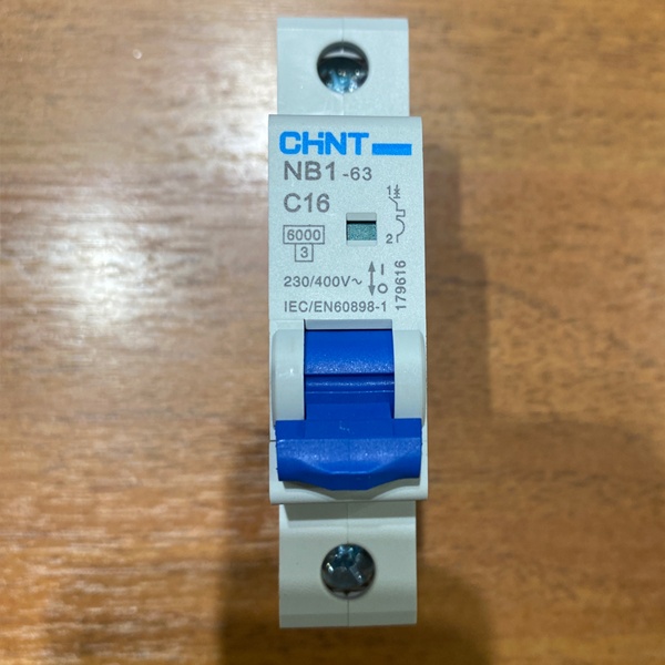 Модульный однополюсный электрический автомат переменного тока 16 Ампер, отключающая способность 6000А, Чинт серия NB1-63